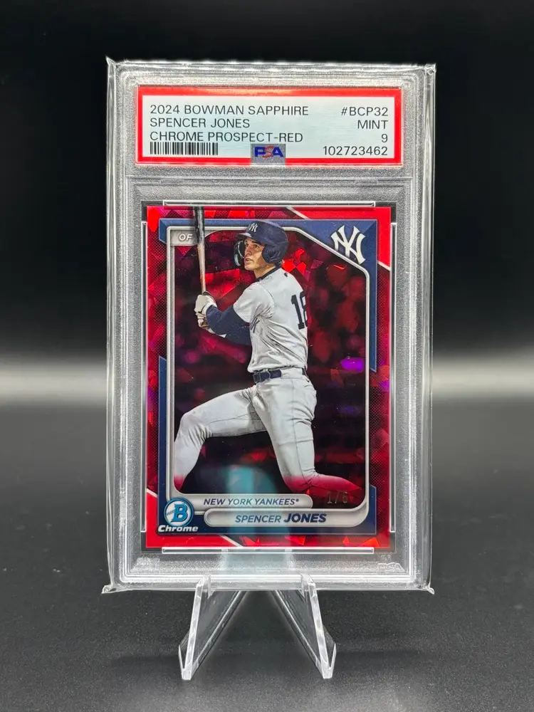 2024 Bowman Sapphire Spencer Jones Red /5 PSA 9
