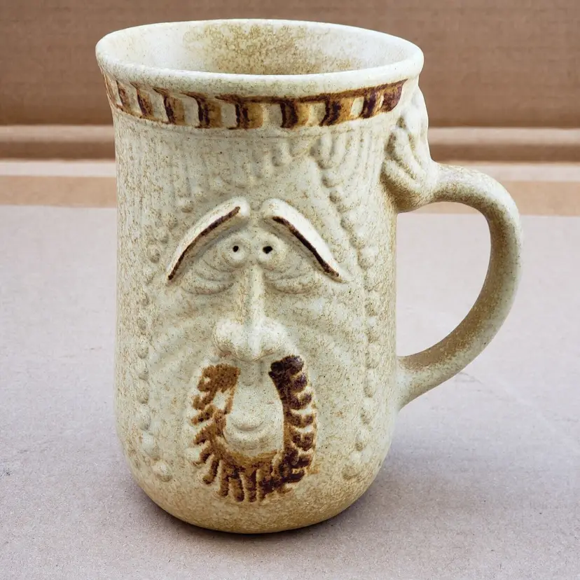Pottery Craft Funny Face Stoneware Mug 6" T approx. unbranded
