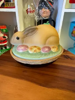 Fenton Glass Hand Painted Bunny On Basket Signed