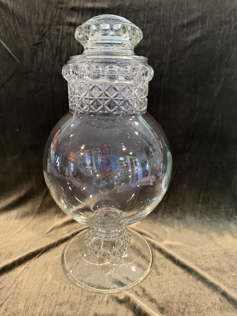 Gorgeous Tiffin Glass Clear King's Crown Apothecary Jar  ~14” Tall x6” Wide