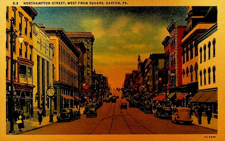 Northampton Street West from Square Easton Pa Unused Postcard