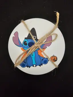 Set of 4 Halloween Stitch ceramic Coasters