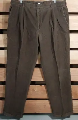 Lands End Mens 42x32 Brown Corduroy Pants Casual Comfy Dad Travel Everyday Work