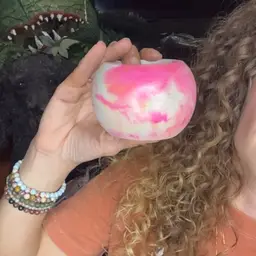 2.75” Pink Yellow Marble  Concrete Globe Planter