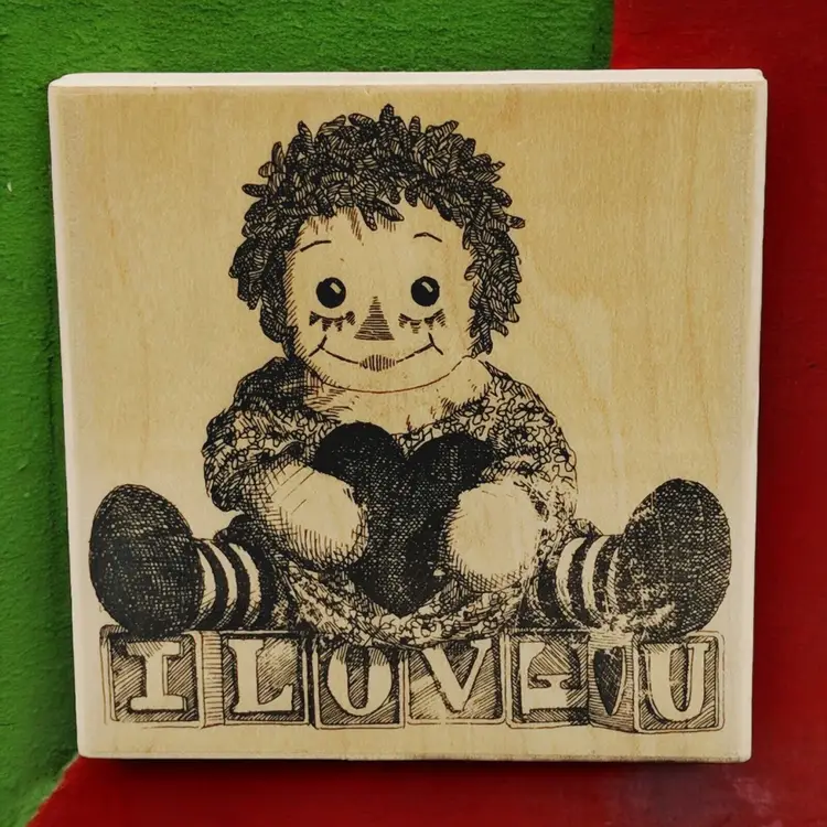 Impression Obsession I Love You Doll Blocks Raggedy Ann Rubber Stamp Adorable
