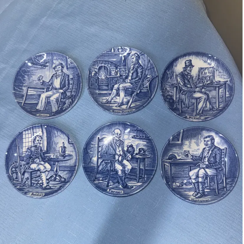 Enoch Wedgwood Tunstall Ltd. "Tradesman" small plates "Old Chelsea" 
4 1/8”