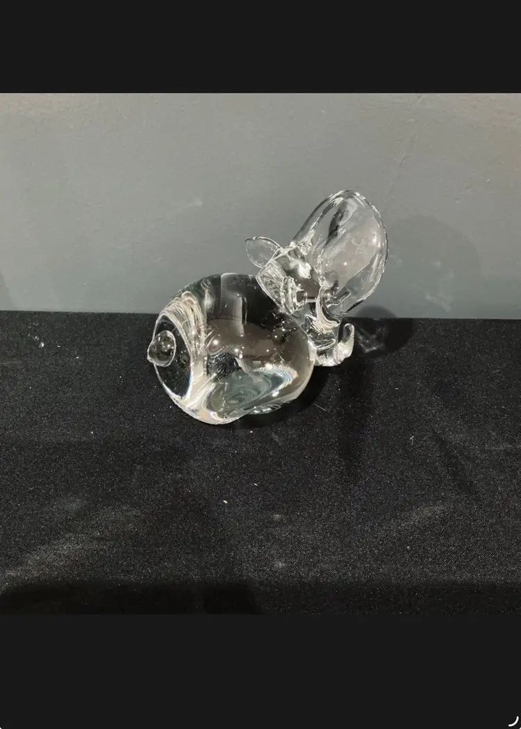 Vintage Clear Glass Hippo Figurine – Holiday Imports Taiwan – Mid-Century Modern