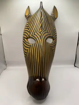 HAND CARVED WOOD ZEBRA HEAD,  Vintage, Made In Kenya, Wall Art