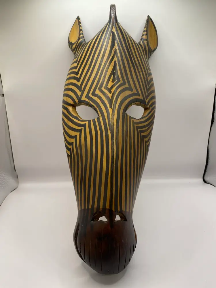 HAND CARVED WOOD ZEBRA HEAD, Vintage, Made In Kenya, Wall Art