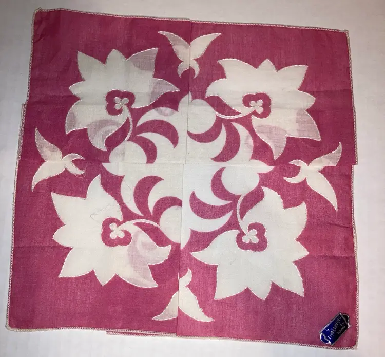 Beautiful Handkerchief Embroidered By Hand 12”