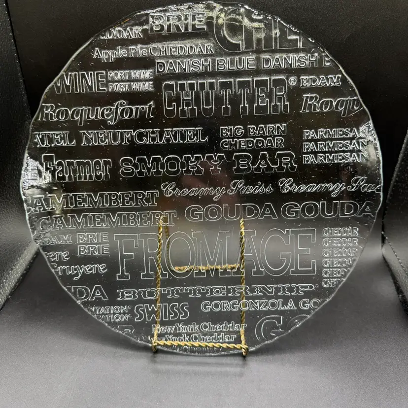 Vintage Royal Krona Glass Cheese Platter  charcuterie board Serving Plate Bengt Edenfalk Swedish