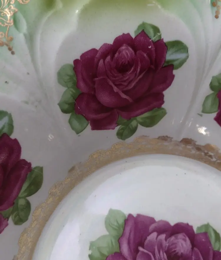 Large Antique Roses Bowl - Antique Royal Firenze Serving Bowl