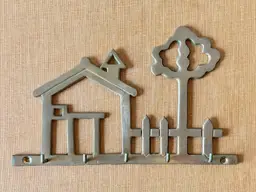 Vintage Brass House & Tree Key Holder