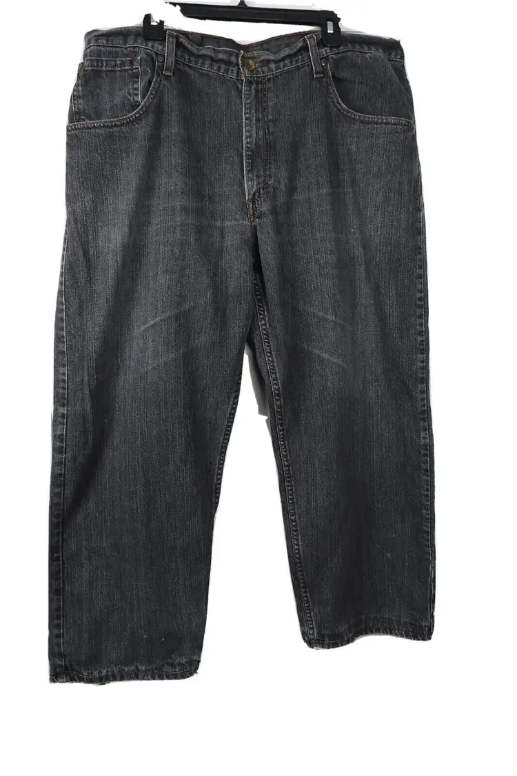 Vintage Silver Tab Baggy Denim Jeans Straight Pants Black Acid Was.  40"W-28-1/2"L