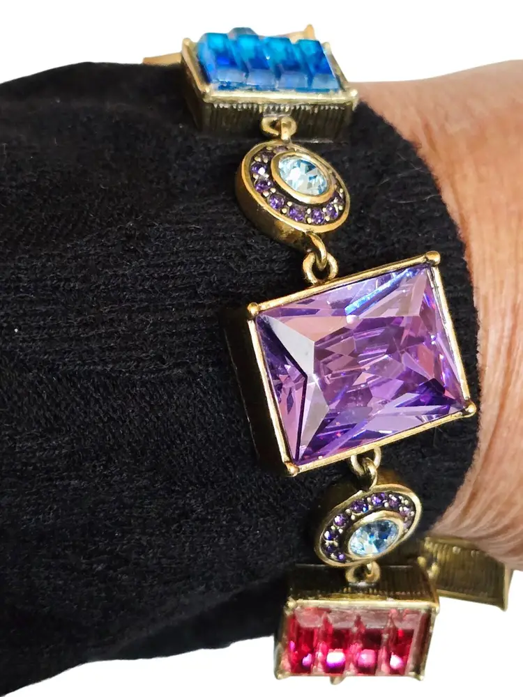 Vintage Heidi Daus Multicolor Geometric Toggle Bracelet (A9435)