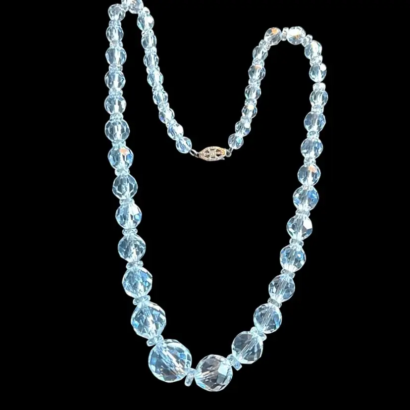 Vintage Faceted Rock Crystal Graduated Beads With Crystal Spacers 14 Gold Filled