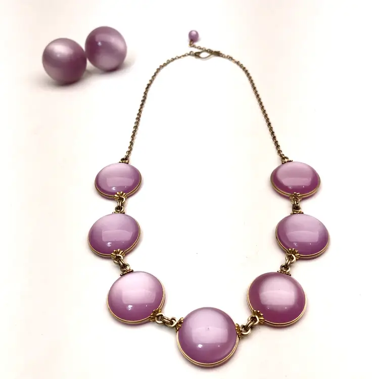 Purple Thermoset Vintage Estate Necklace & Earring Set