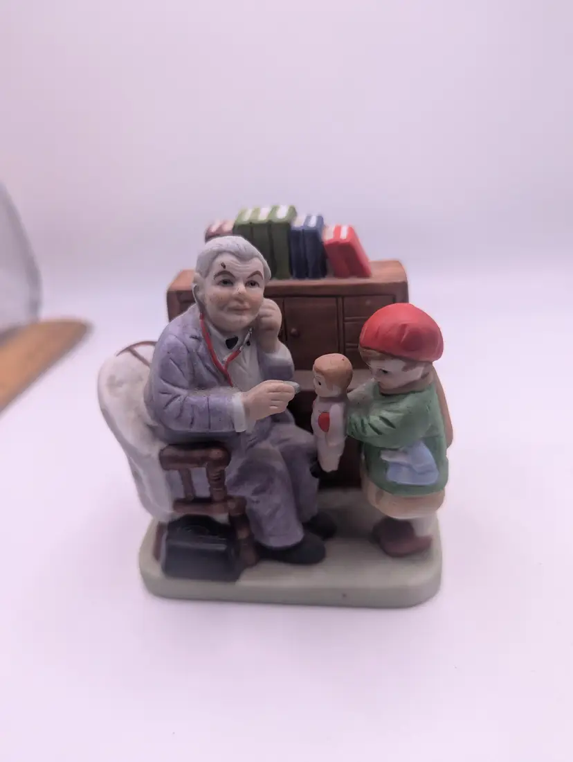 Vintage Norman Rockwell "Doctor and Doll" Danbury Mint porcelain 4" figurine statue 1989