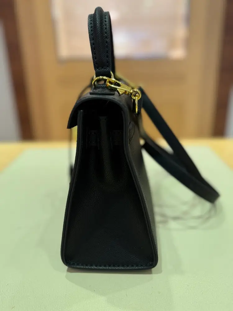 Black Napa Leather Kelly Style Bag