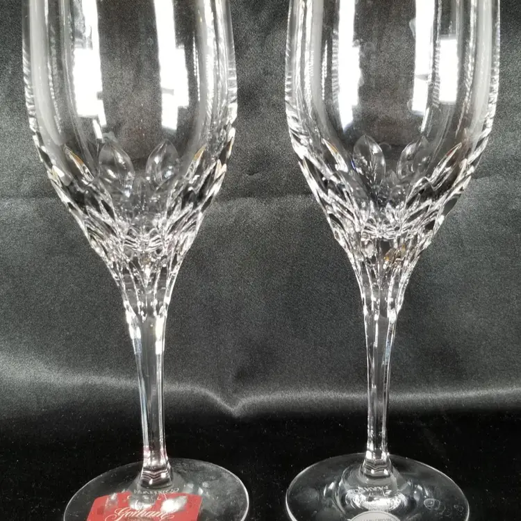 Vintage Gorham Crystal Diamond Gold Wine Glasses