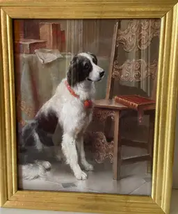 Border Collie Dog Print Goldtone Frame  9.5x11.5"