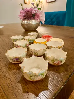 CHOICE Belleek floral salt cellars