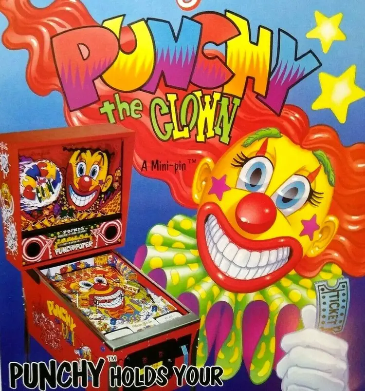 Punchy The Clown Pinball FLYER  NOS 1993 Vintage Promo Art Original