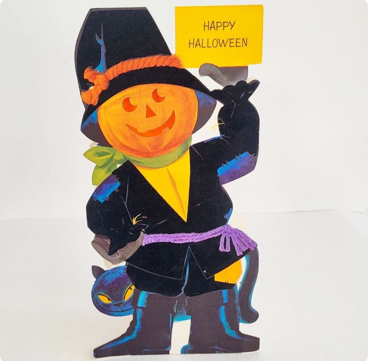 Vintage Hallmark Halloween Oversized Flocked Tent Card