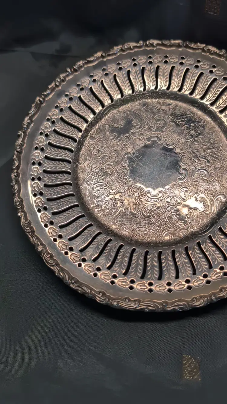 Silver Plate 7inch diameter Candy Dish or Bedside Tray