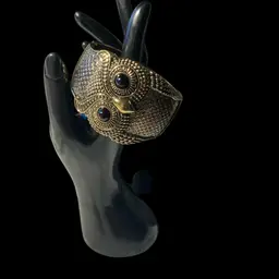 Antiqued Gold Tone Owl Clamper Bracelet And Stretch Bead Bracelet