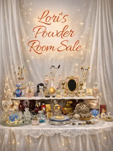 Lori's Powder Room Sale- Perfume Bottles, Compacts, Hatpins, Trinket Boxes and more.