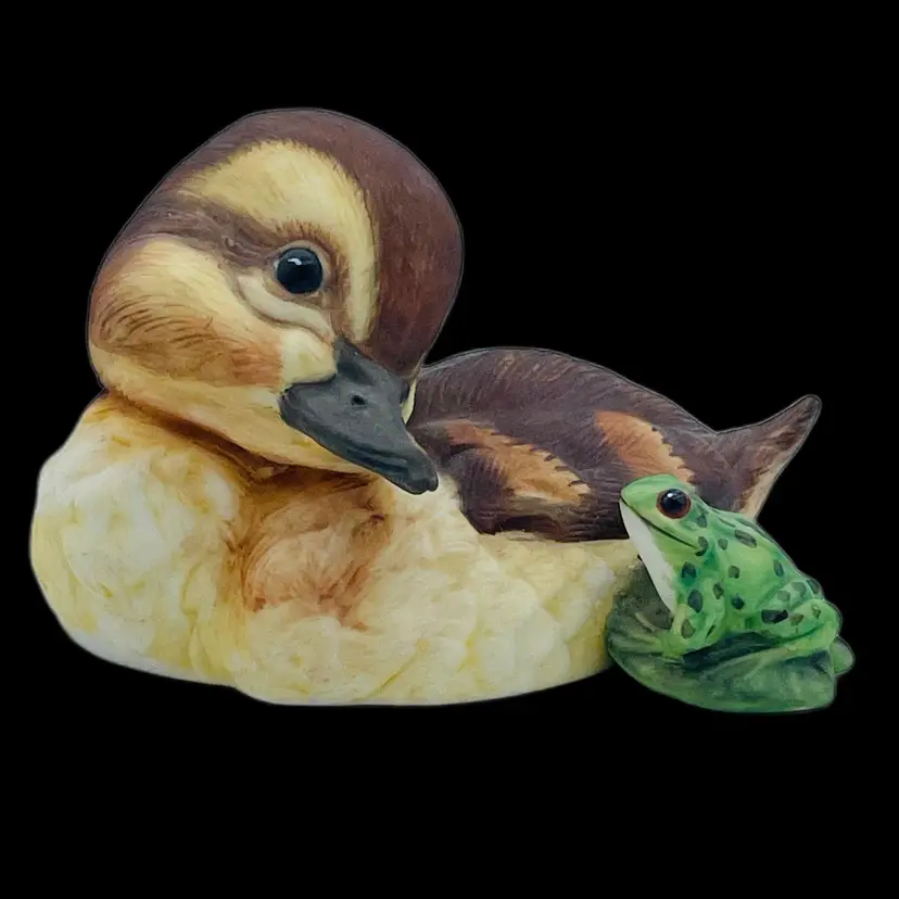 Vintage Franklin Mint Ahoy! Duckling & Frog Figurine by Deborah Bell Jarrett