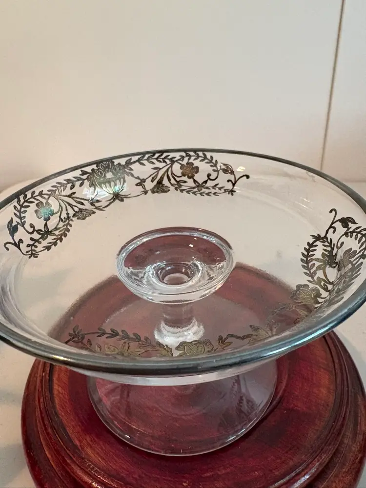 Antique Silver Overlay Compote