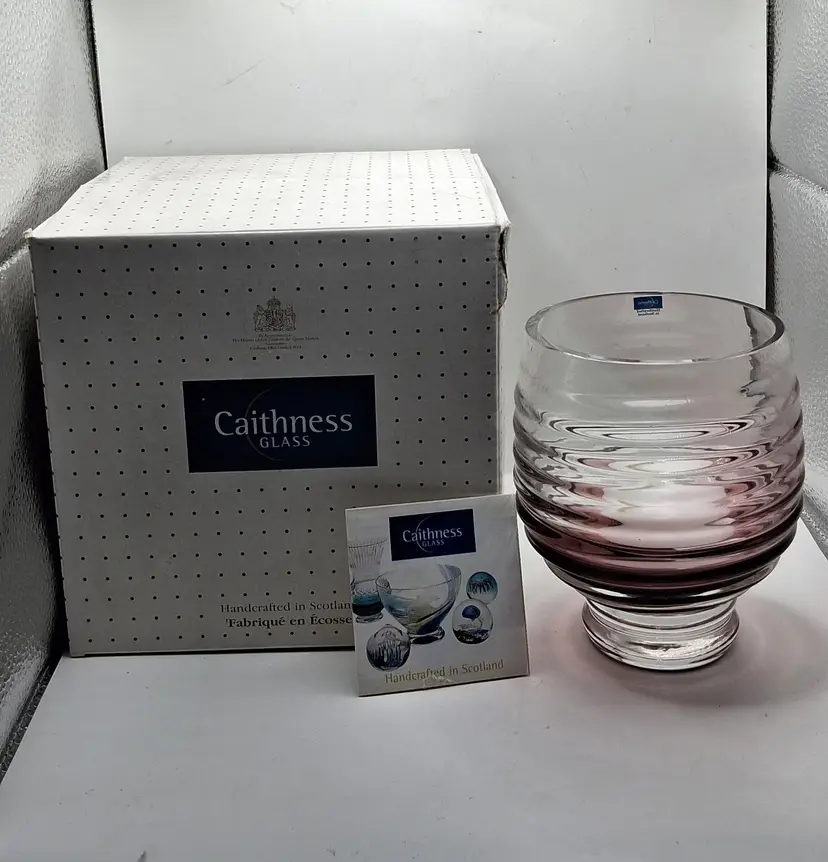 Caithness Glass, Scotland, NEW,  Plum Color 'Echo Collection', Night Light-Votive Holder