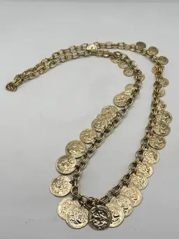 Vintage Alexander the Great gold coin charm necklace