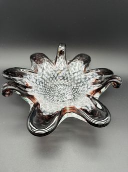 Vintage Unique MCM Heavy Art Glass Bullicante Bowl Ashtray or Trinket Dish