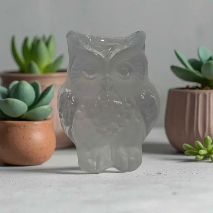 Vintage Viking Glass Owl Paperweight MCM Frosted & Clear Art Glass Bookend. This is an awesome piece of Viking glass. It has really cool details and textures. This is a combination of clear and frosted glass. The bottom is flat and so is the back - so this can stand up straight or be laid down. There is a Viking glass sticker on the back although it is faded. Measurements are in photos, this is in perfect condition, no chips or cracks.