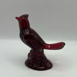 Mosser Glass Cardinal Figurine In Ruby Red, 5.25” Tall