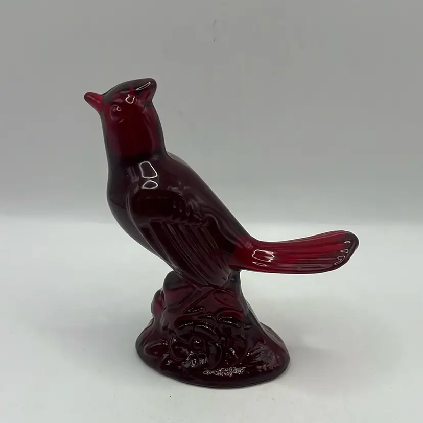 Mosser Glass Cardinal Figurine In Ruby Red, 5.25” Tall