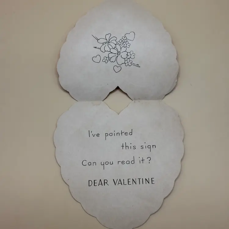 Vintage Valentine Be My Valentine Painter Die Cut Card - Unused