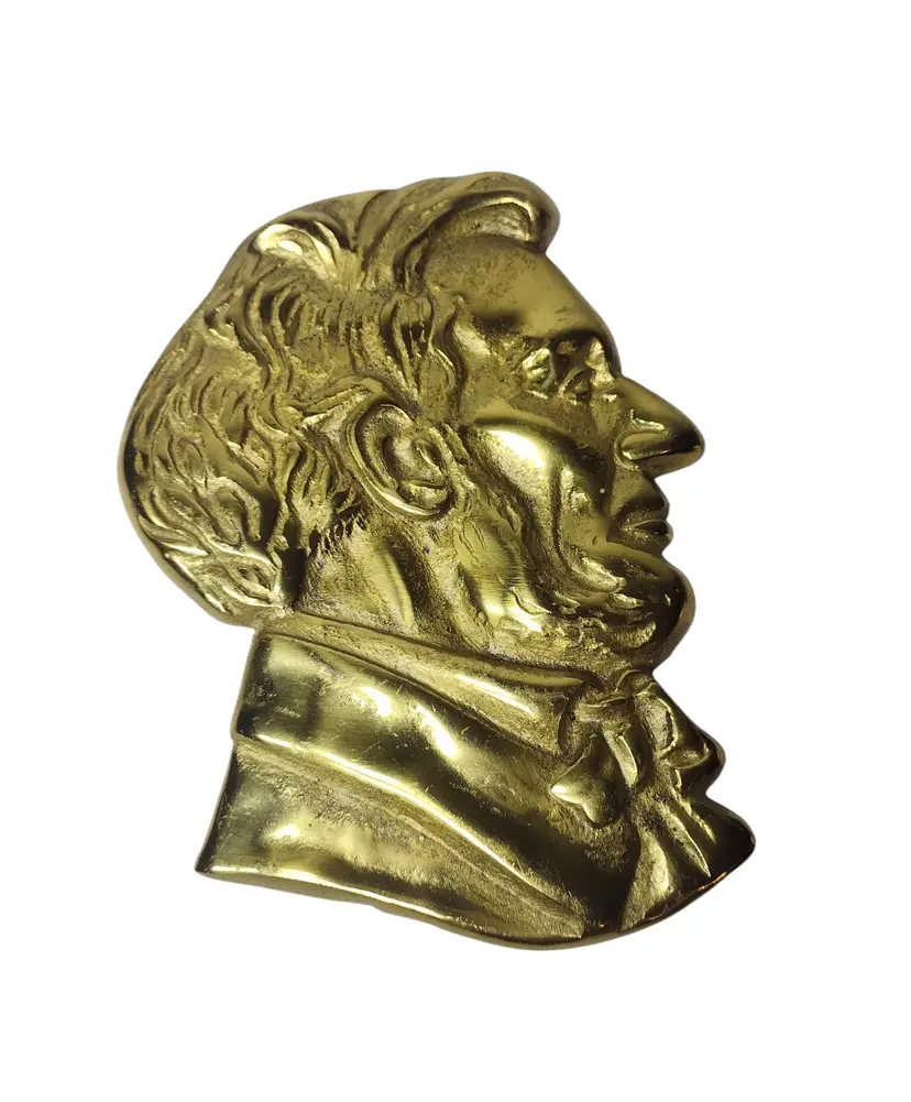 Cast Iron Brass Abraham Lincoln Wall Plaque Decor Vintage President Americana