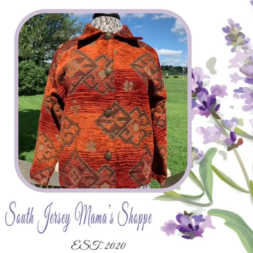 Vintage 1980s Small Norman Thompson Shades of Burnt Orange Mottled Blazer