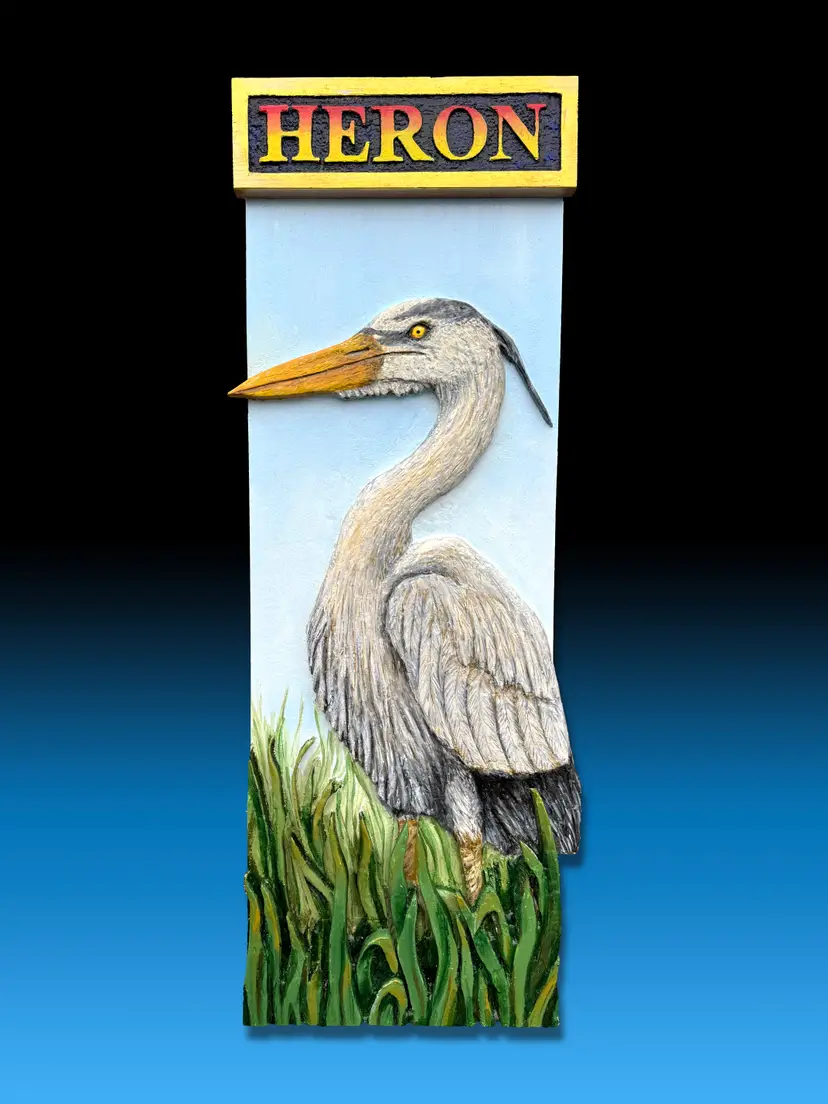 Hand-Carved Heron Wall Art ~ SwS WA1