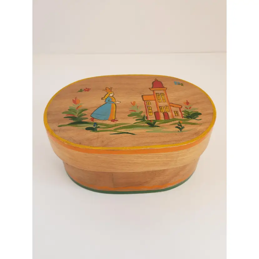 Handpainted Swedish Oval Wooden Box By Hemjlojd Studios