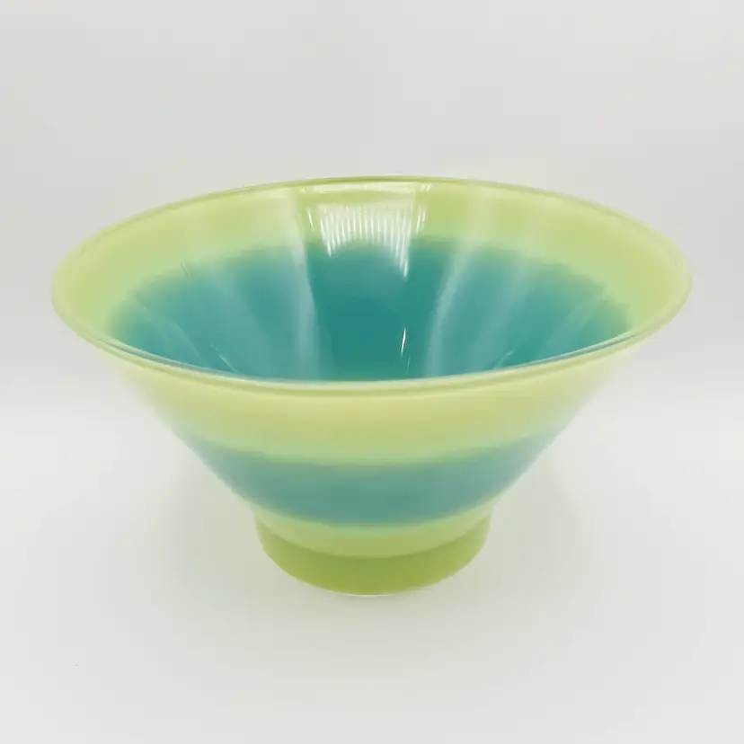 Vintage Lime Green and Turquoise Blue Glass Bowl