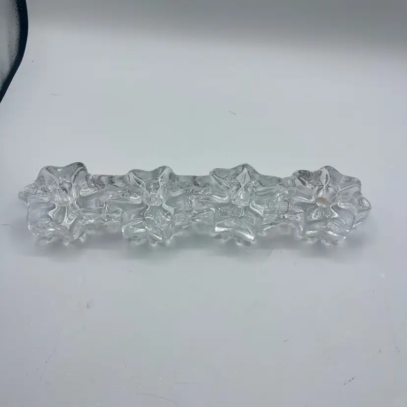Nybro Crystal Sweden Clear Glass 4 Light Star Taper Candle Holder 11.75”