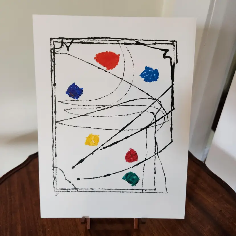 Acrylic Marble Art Painting On Watercolor Paper Original Signed By The Artist Unframed 8x10