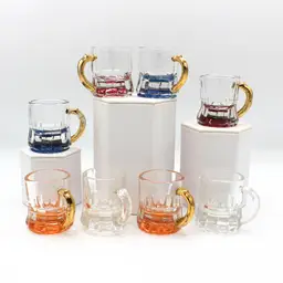 Vintage Mini Beer Mug Shot Glass by Federal Glass, Barware Steins Color Base (8)