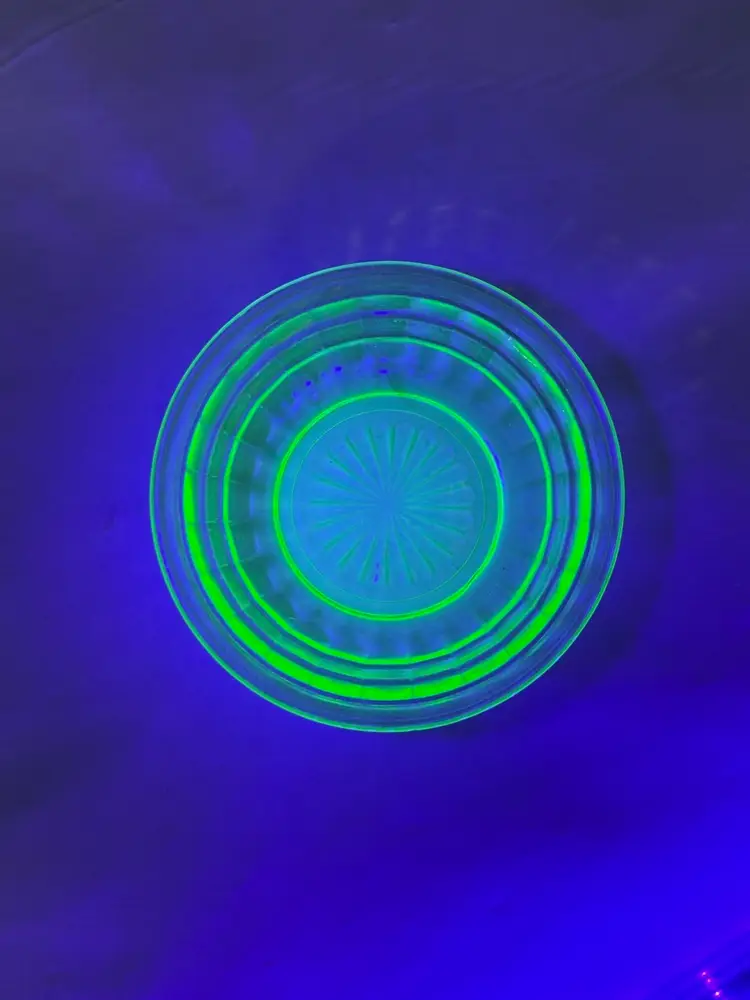 Vintage Hocking Block Optic Green Depression Glass Berry Bowl