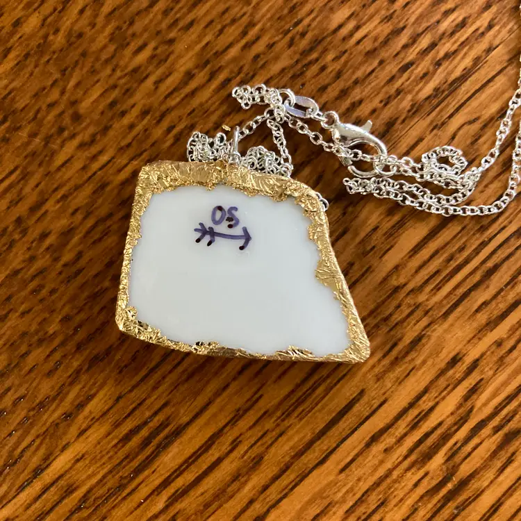 Broken Pottery Artisan Made Strawberry Pendant Fruit Plate Handcrafted Necklace 1 3/8 in x 1 in